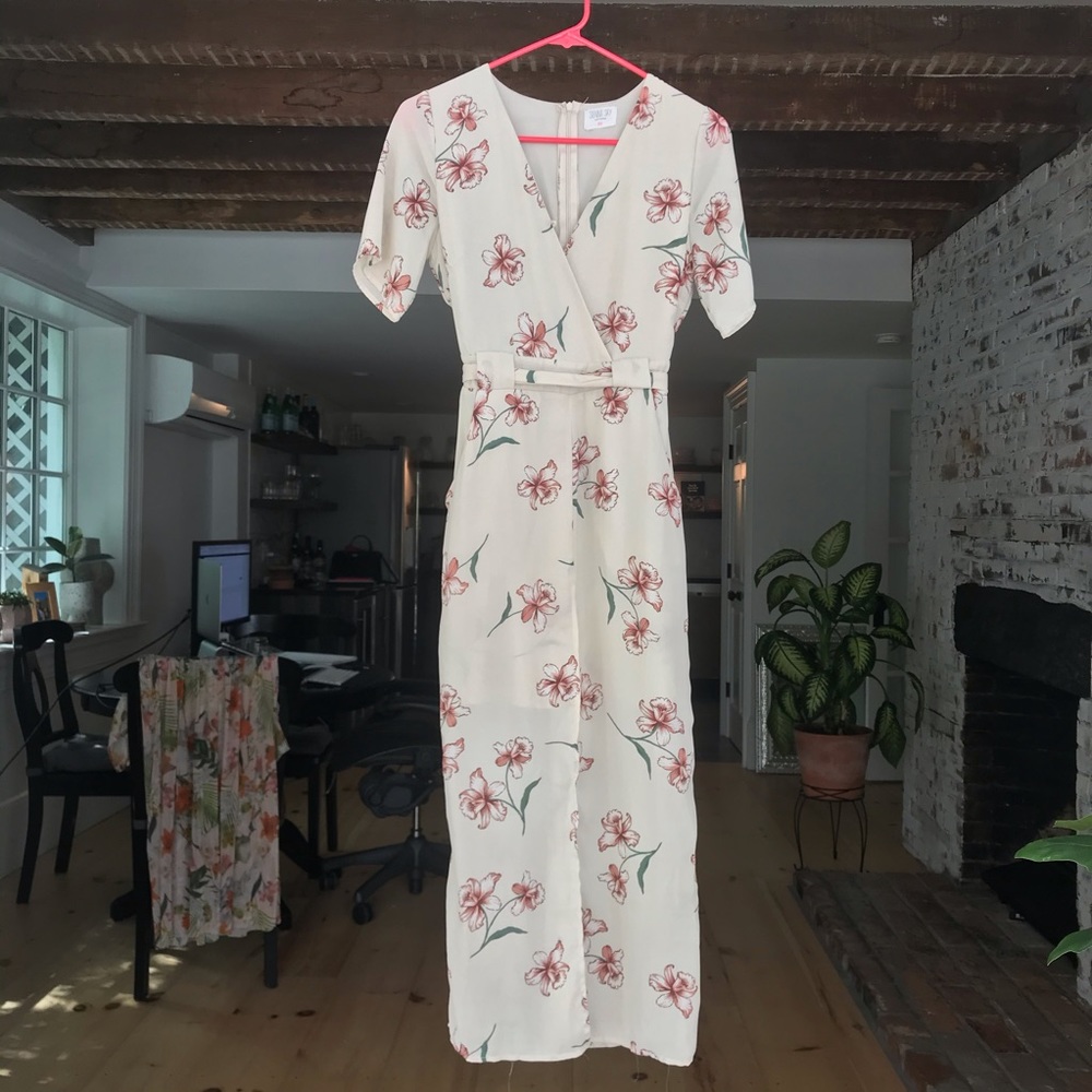 Sienna Sky Pink Midi Floral Print Dress